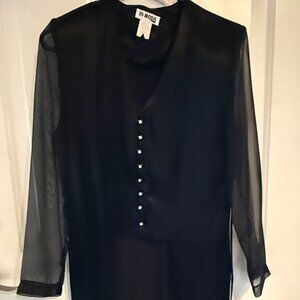 Black Tuxedo Style Long Overcoat